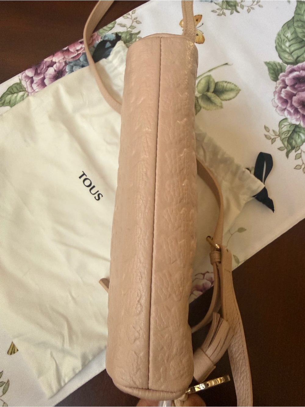 TOUS Pale Blush Pink Crossbody Bag with Tassel Charm - Picture 2 of 5